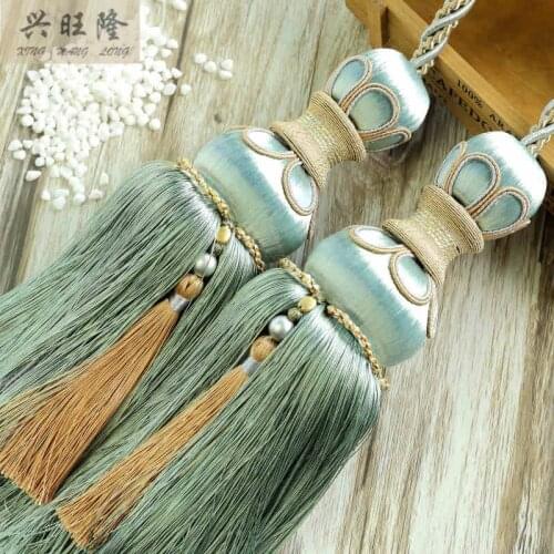 XWL 1Pair Double Balls Curtain Hanging Belt Window Decor Curtain Accessories Strap Tassel Fringe Tiebacks Buckle Lashing Bandage
