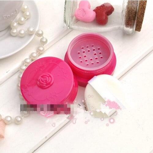 Empty Loose Powder Box Jar With Grid Sifter & Puff Flower Pattern Packing Beads Container Powdery Cake Box Cosmetic Case New