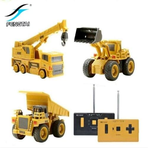 Mini RC motor vehicle bucket truck bulldozer crane excavator rig tractor crane truck loading construction vehicle toy model