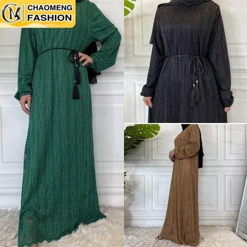 Modest Robe Lace Vestido De Mujer Dubai Abaya Kaftan Turkish Islamic Clothing Caftan Hijab Dress Muslim Women Elbise Ramadan