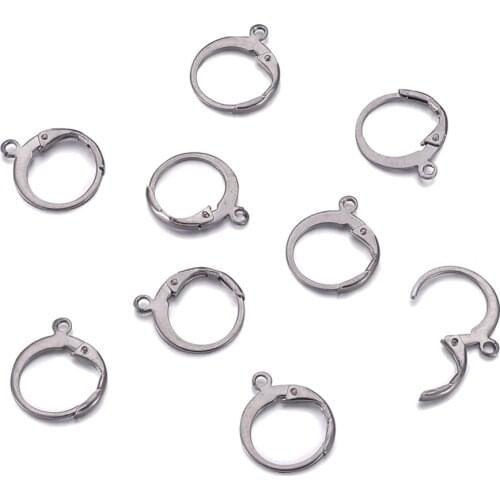 PandaHall 100pc 14.5x12x2mm Hypo-Allergenic 304 Stainless Steel Metal Leverback Earring Findings Threading Hoop for Women Girl