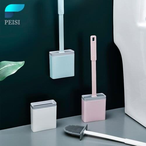 PEISI TPR Silicone Brush No Dead Corners Flexible Bristle Cleaning Brush Holders Cleaning Tools Household Bathroom Accessories