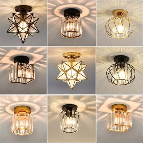 Led Ceiling Lights Crystal Lampshade Balck Gold Plafonnier Living Room Bedroom Modern Round Square Decorative Ceiling Lamp E27