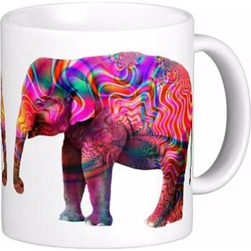 Trippy Hippie Elephant High Quality White Coffee Mugs Tea Mug Customize Gift By LVSURE Ceramic Mug Travel Coffee Mugs