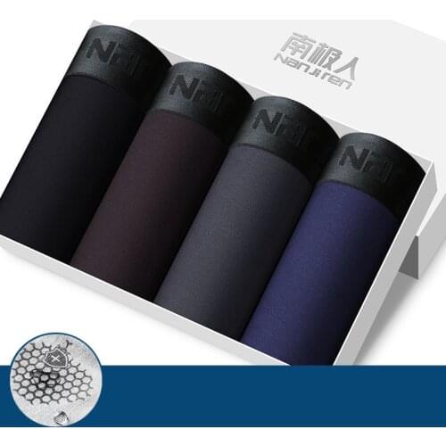 4pcs Mens Underwear Boxers Fashion Sexy Solid Men Underpants Boxer Shorts Comfortable Modal Male Panties Pouch Sheath Underpants