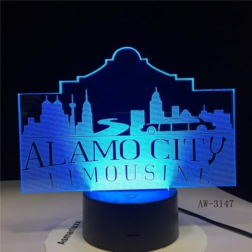 Usb 3d Led Night Light Alamo City Atmosphere Lamp Decoration RGB Kids Baby Gift Famous Buildings Table Lamp Bedside AW-3147