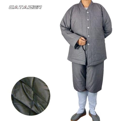 Top Quality Winter Buddhist Uniform Shaolin Monk Kung Fu Suit Meditation Jacket and Pants