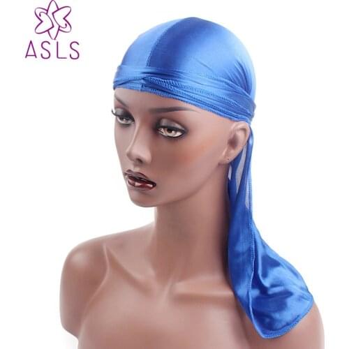 High Quality Silky Durag Long Tail And Wide Straps 360.540.720 Waves For Men DU-RAG Pure Satin Pirate Hat Elastic Headgear