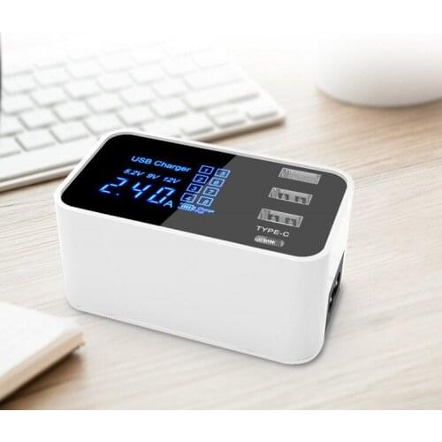 4USB charging digital display intelligent IC automatic recognition multi-port USB Type-C mobile phone charger