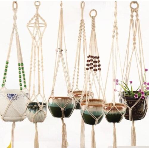 Plant Hangers Macrame Flower Pots Holder Rope Braided Hanging Planter Basket Home Creative Garden Decor 12 Designs Optional SN