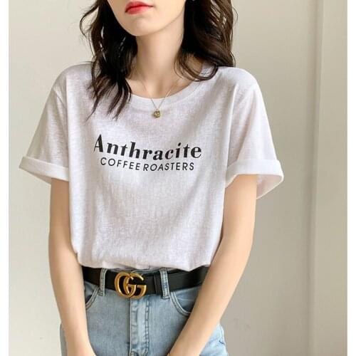 Short Sleeve T Shirt Women Letter T-shirt Womens 2021 Summer Tops Fashion Korean Style Loose Woman Clothes Tee Shirt Femme Long
