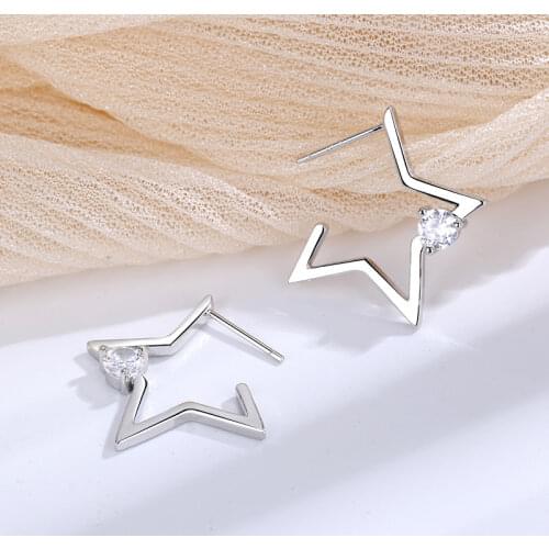 VOQ 925 Sterling Silver Stars Earrings Womens Fashion Party Wedding Engagement Party Jewels