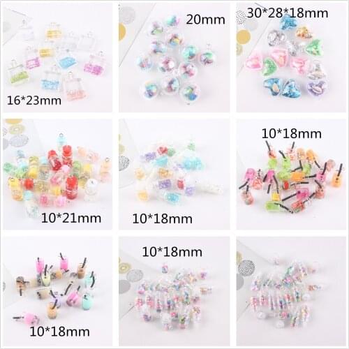 10pcs/lot mix colors glasses bottle with bling bling glitter wish bottle with hook