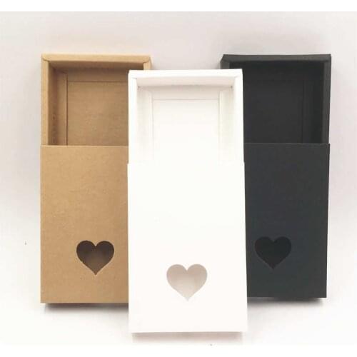 12Pcs/Lot Paper Drawer Box Fashion Style Heart Shape PVC Small Window For Wedding Party Candy Cookies Supplies Drawer Box Cases