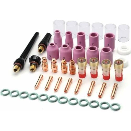 49PCS TIG Welding Torch Kit Stubby Gas Lens For WP-17/18/26 TIG 10 Pyrex Glass Cup Durable Practical Welder Accessories