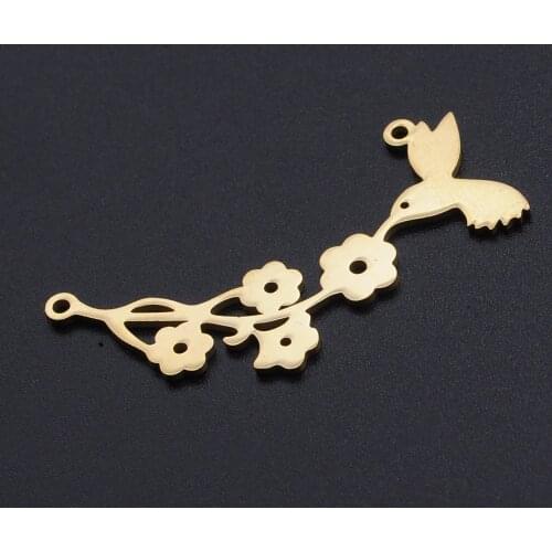5pcs/Lot 100% Stainless Steel Folowers and Bird Connector Pendants DIY Necklace Bracelet Making Charms