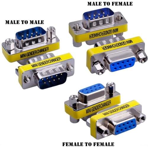 9Pin RS232 Serial Cable DB9 Male to Male/Female to Female/Male to Female Mini Gender Changer Adapter Coupler Connector