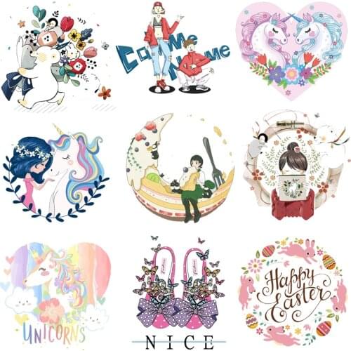 Heart/Girl Applique Iron On Transfer Patch Moon Anime Patch Diy Shirt Appliques Heat Transfer Vinyl Washable Stripes On Clothes