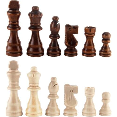 Wooden Chess Pieces Only 32 Pieses Standard Tournamen Staunton Wood Chessmen 8cm King Storage Bag Chess Game