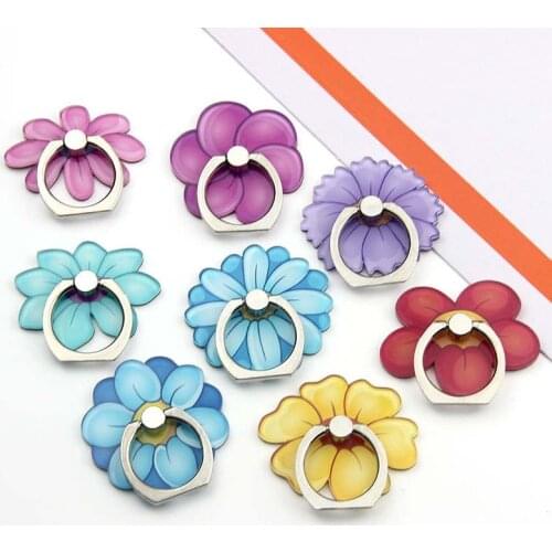 360 Degree Camellia Colorful Flower Finger Ring Stand Holder Mobile Phone Holder Stand For Iphone Xiaomi Huawei All SmartPhone