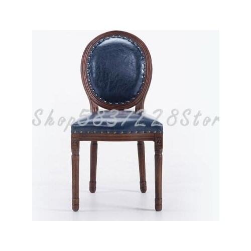 European Style Dining Chair Solid Wood Chair Armchair Simple Retro Make Up Stool Solid Wood Armchair Leisure American Style