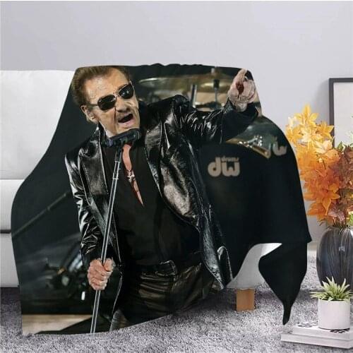 Rock Singer 3D Johnny Hallyday Flannel Blanket Warm Super Soft Flannel Children Adult Bedspread Sofa Bedding Plush Quilt