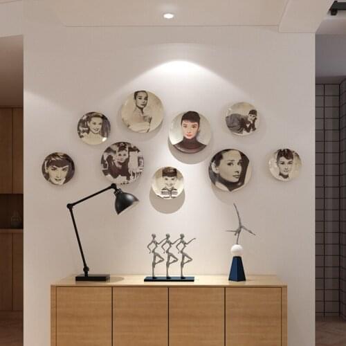 Nordic Style Hepburn Ceramic Decorative Plate Background Wall Hanging Plate Literary Home Decoration Ornaments Sitting Plate