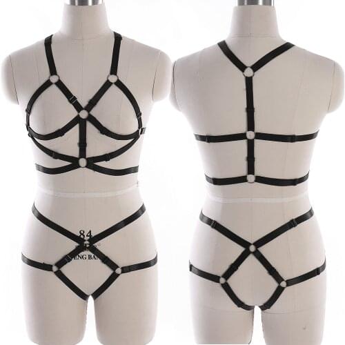 Club Wear Full Body Harness For Women Sexy Harness Cage Bra Fetish Stockings Bondage Erotic Lingerie Harness Suspenders Belt