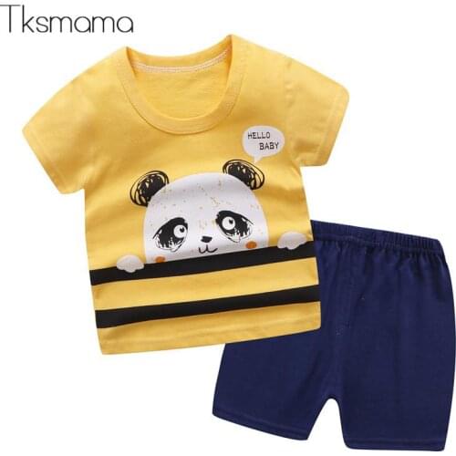 New Summer Kids Clothes Set Cartoon Print Baby Boy Clothes 2pcs Toddler Girls Short Sleeve + Shorts Sets Infant Clothing Sets