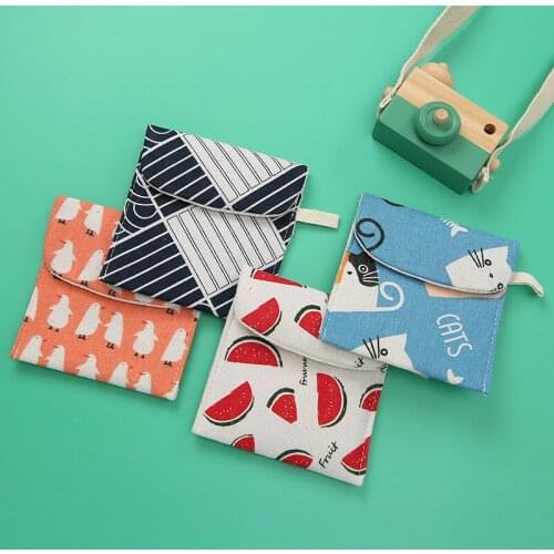 Beauty Makeup Lipstick Cosmetic Accessories Organizer Storage Cotton linen storage bag cute sanitary cotton bag coin purse