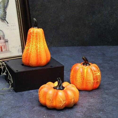 New Halloween Pumpkin Lamp LED Luminous Resin Small Pumpkin Pumpkin Lamp Halloween Costumes and Props Desktop Decoration