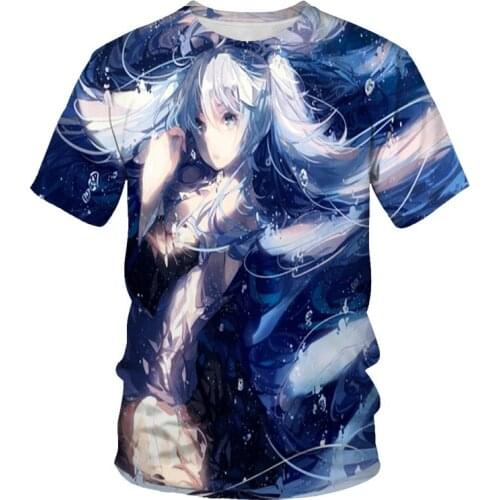 Anime beautiful girl 2021 summer hot sale sports T-shirt men and women T-shirt fashion 3D printing fashion casual short-sleeved