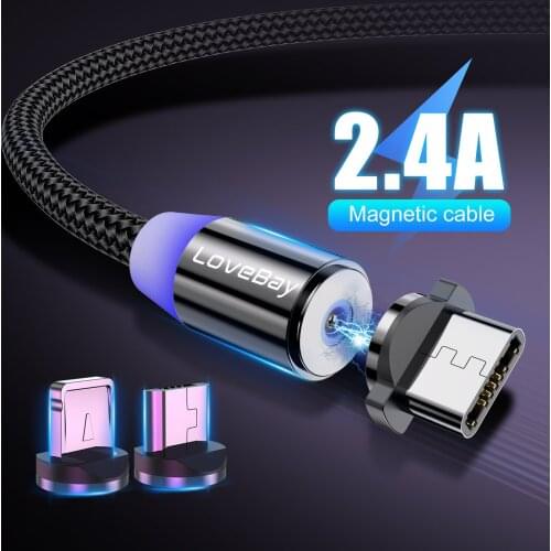 LUPWAY Magnetic 2.4A Fast Charging Cable for iPhone Samsung Xiaomi Mobile Phone USB Type-C IOS Cable Magnet Charger Wire Cord