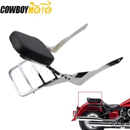 Motorcycle Passenger Rear Backrest Sissy Bar w/ Luggage Rack Pad Kit For Yamaha Vstar V-Star 650 400 Classic 1998 1999 2000-2014