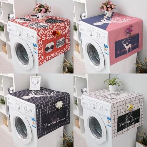 Nordic Style Household Drum Automatic Washing Machine Cover Air Conditioner Refrigerator Sunscreen Cotton Linen Dust Cover