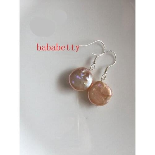 New natural freshwater pearl pink twisted buckle beads Tibetan silver dangle earring