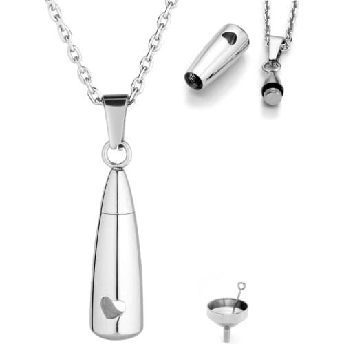 Memorial Pendant Women Men Waterproof Teardrop Stainless Steel Ashes Urn Cremation Pendant Necklace with Fill Kit Ashes Jewelry