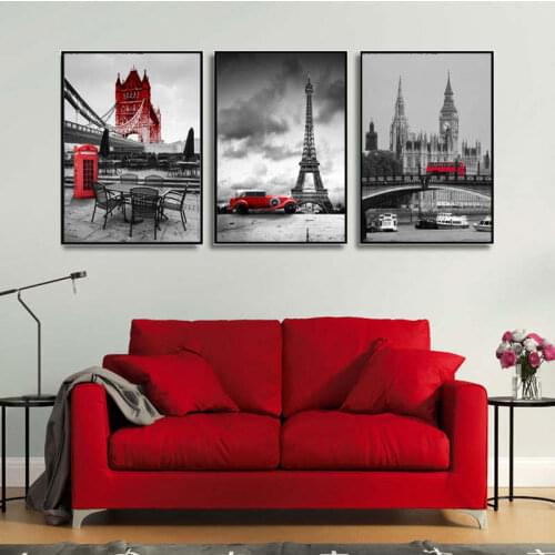 European City Landscape Canvas Painting Landscape of the Eiffel Tower in Paris Poster Wall Picture for Living Room Home Decor