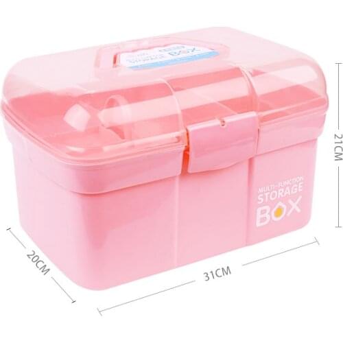 Manicurists Use Portable Nail Tool Box Nail Art Craft 2 Layer Storage Case Box Makeup Plastic Portable Collection Storage Box