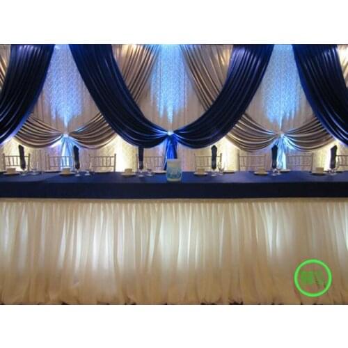 Romantic 10ft x 20ft royal blue with silver Wedding backdrop stage decoration