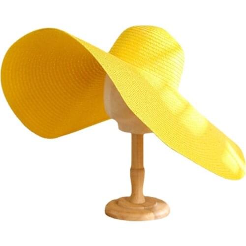 Summer Large Wide brim women leisure Colorful Panama sun hat fashion trendy dome holiday beach hat foldable straw hat