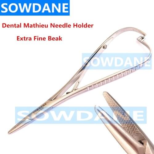 Dental Orthodontic Mathieu Needle Holder Plier 14cm Short Type, Medium Width Beak Instrument Dental Surgical Tool Serrated Tip
