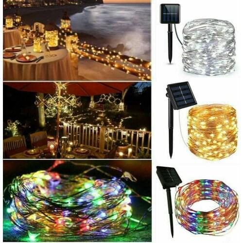 100/200/300 LED Solar Powered String Fairy Lights Waterproof Copper Wire Light Outdoor Garden Wedding Party Lamps Decoration