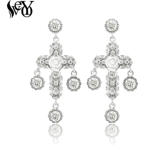 VEYO Cross Earrings Vintage Earrings Full of Rhinestone Drop Earrings For Women Hot Sale