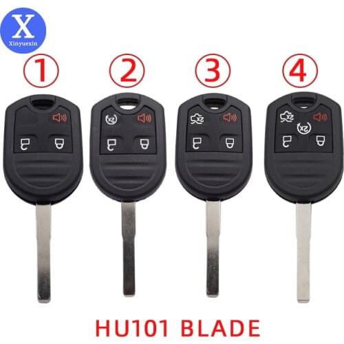 Xinyuexin Remote Car Key Shell Case for Ford Fiesta Escape Focus Transit Connect C-Max Edge Smart Key 3 4 5 Button Hu101 Blade