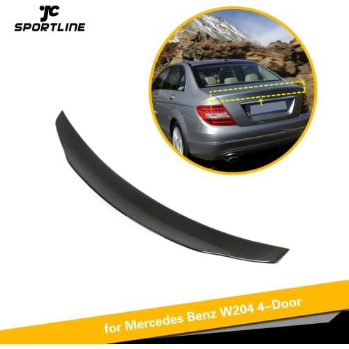 Rear Spoiler for Mercedes-Benz C Class W204 Sedan 2007 - 2014 Carbon Fiber Trunk Lip