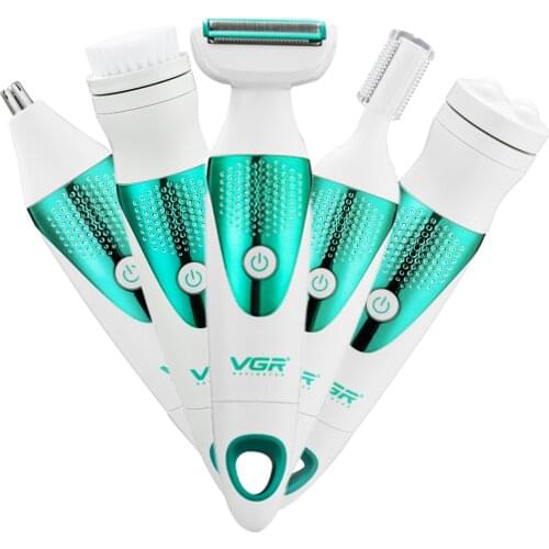 5 in 1 Women Shaver Painless Hair Removal Epilator Shaving Machine Face Beard Eyebrow Nose Trimmer Body Electric Razor