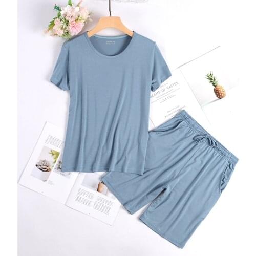 Ladies pajamas summer thin modal short-sleeved shorts ice silk home service can be worn outside casual two-piece suit