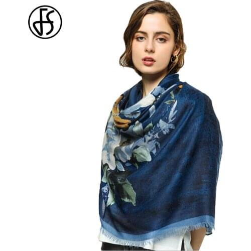 FS Foulard Femme Floral Print Cotton Linen Head Hijab Scarf Scarve Stole For Women Ladies Long Pashmina Shawls Wraps Thin Satin