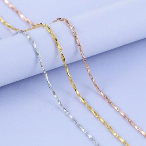 100% Genuine 925 Sterling Silver Necklace Ingot Necklace For Women Classic Chain Silver/Gold/Rose Gold Color Necklace 45cm